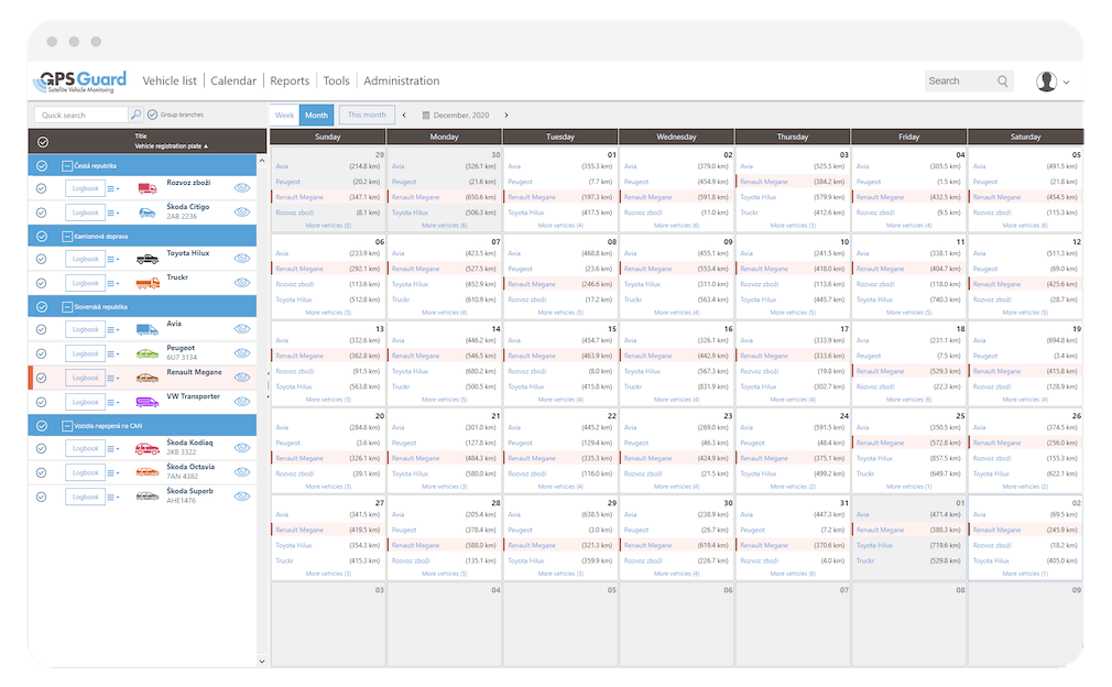 Logbook calendar view