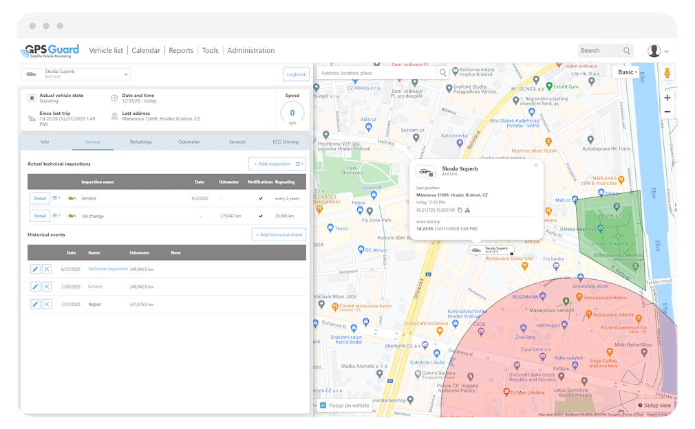 Service checks and fuel consumption monitoring